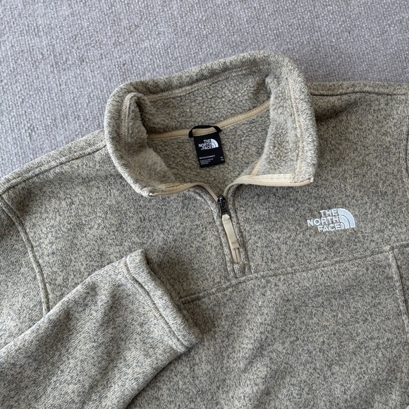 The North Face Tsillan Men's 1/4-Zip Fleece Pullover Sweatshirt Tan Sz XL